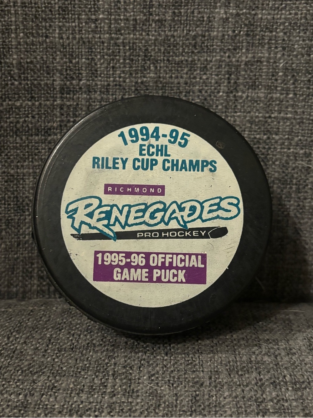 Richmond Renegades ECHL 1994 1995 Riley Cup Champions Hockey Puck